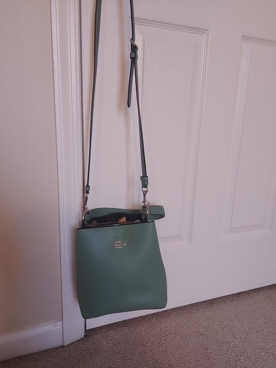Coach Handbags - Coach Green Pebbled Leather Crossbody Bag with Gold Logo